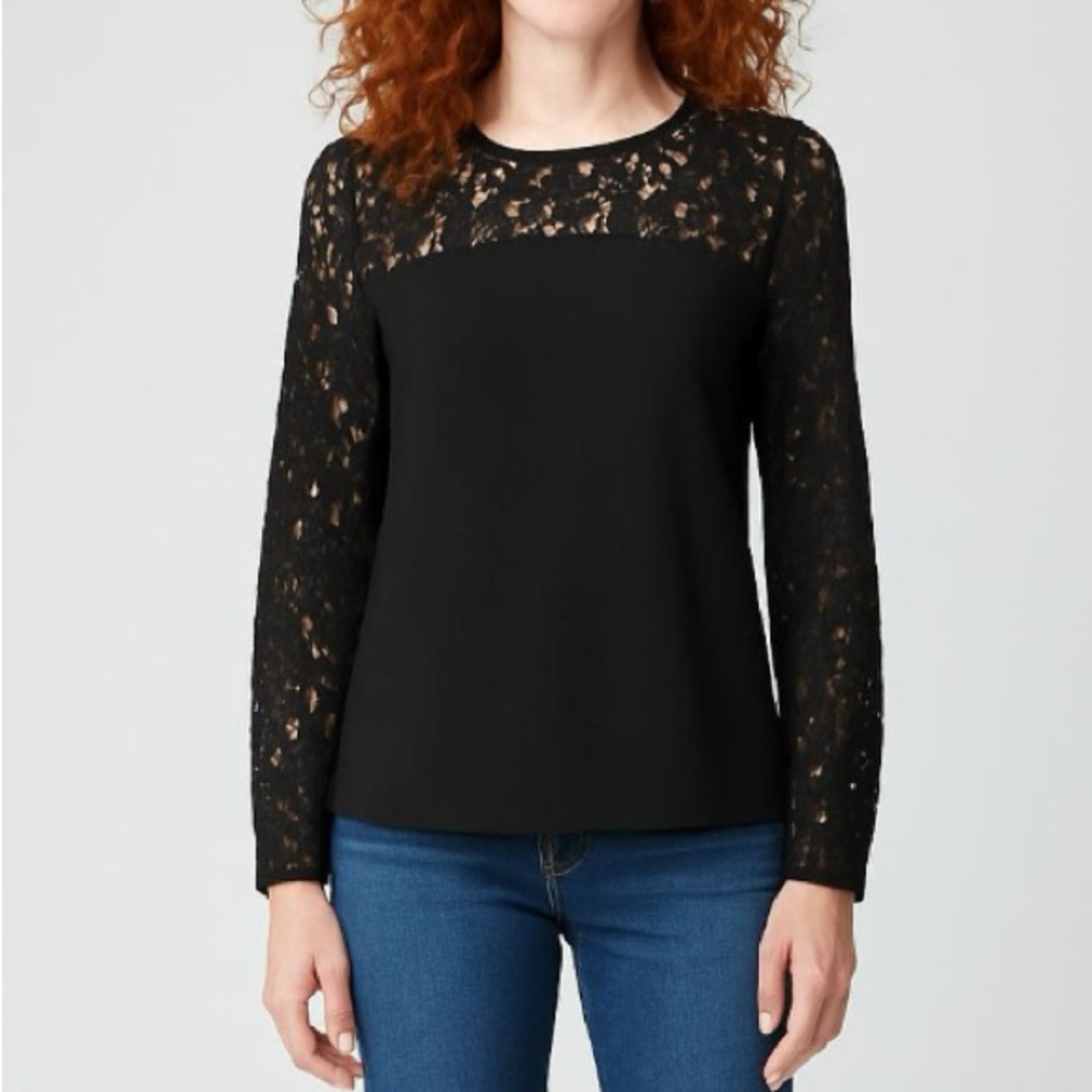 Boden Black Long Sleeve Blouse Lace